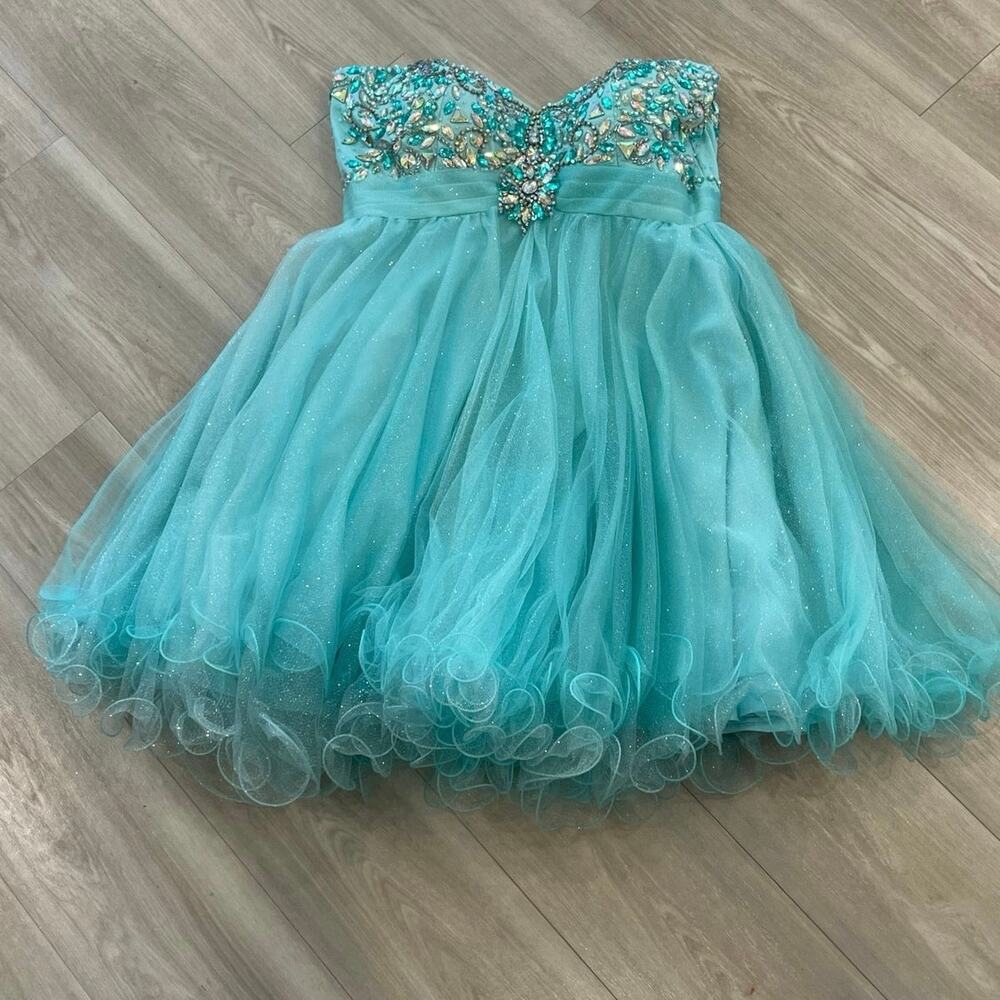 Alyce Paris Formal Evening Gown Prom Cocktail Dress Size 10 Aqua Green
